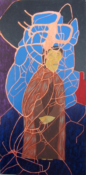 Painting titled "Le pèlerin IV" by Claude Gascon, Original Artwork, Acrylic Mounted on Wood Stretcher frame