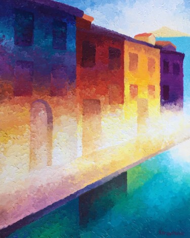 "Light at the End of the Street" Peinture intitulée ""Light at the End o…" par Oxypoint, Œuvre d'art originale, Huile Monté sur Châssis en bois