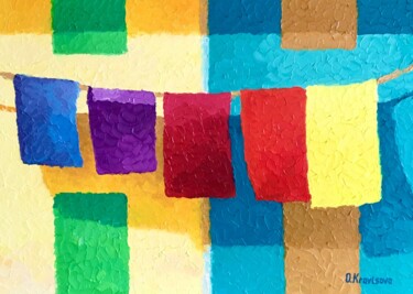 Painting titled ""5 steps - 5 moment…" by Oxypoint, Original Artwork, Oil Mounted on Wood Stretcher frame