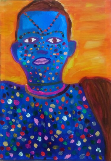 Peinture intitulée "Indigène 3" par Chrystelle Ragot, Œuvre d'art originale, Acrylique