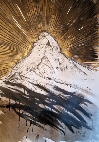 图画 标题为“Eclats sur le Cervin” 由Ludovic Perrenoud, 原创艺术品, 墨