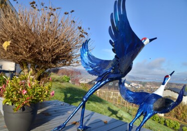 Sculptuur getiteld "Grues du japon" door Isadiva, Origineel Kunstwerk, Metalen