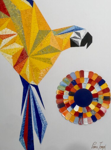 Painting titled "Mosaic nature" by Pierre Joseph, Original Artwork, Oil Mounted on Wood Stretcher frame