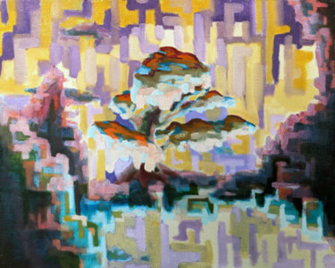 Malerei mit dem Titel "Arbre orange" von Lalmi, Original-Kunstwerk, Öl