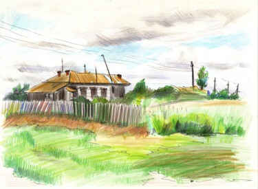 Ukrainian Village of Gleyuvatka Painting titled "Ukrainian Village o…" by Bogdan Shiptenko, Original Artwork, Pencil