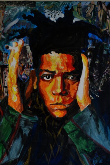 Schilderij getiteld "Basquiat" door Sébastien Léonard (4 Mains), Origineel Kunstwerk, Acryl
