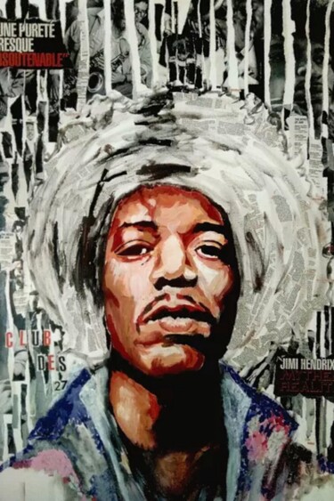 Schilderij getiteld "Hendrix" door Sébastien Léonard (4 Mains), Origineel Kunstwerk, Acryl
