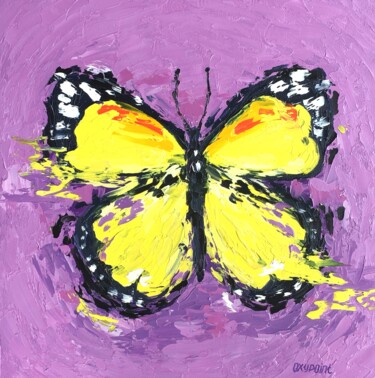 绘画 标题为“"Yellow butterfly"” 由Oxypoint, 原创艺术品, 油 安装在木质担架架上