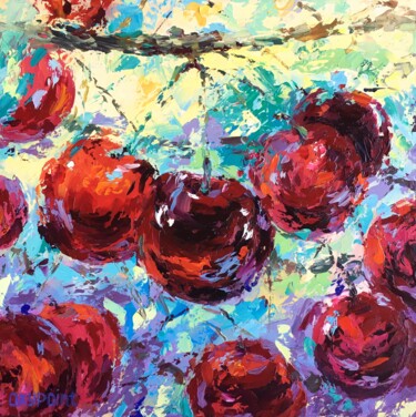 Painting titled ""The taste of summe…" by Oxypoint, Original Artwork, Oil Mounted on Wood Stretcher frame