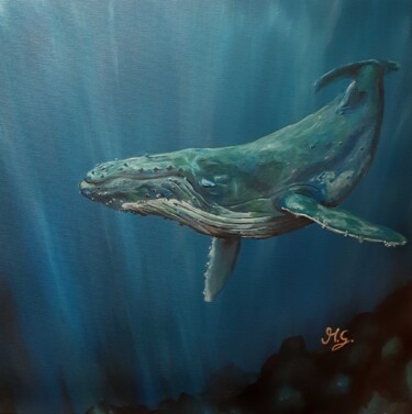 Unterwasserwelt Buckelwal Peinture intitulée "Unterwasserwelt Buc…" par Marit Symalla, Œuvre d'art originale, Acrylique Monté sur Châssis en bois