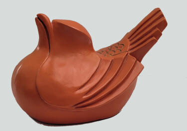 Sculpture intitulée "Oiseau art déco" par Raymonde Koelblen/Pitoizel (PitRe), Œuvre d'art originale, Argile