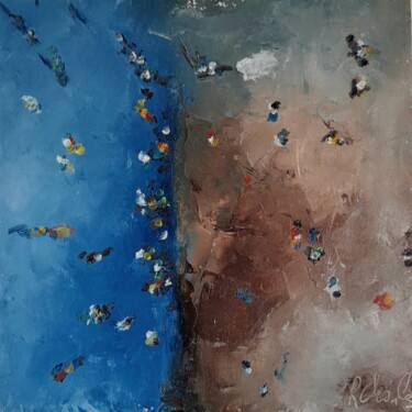 Peinture intitulée "Vue du ciel" par Robert Charles, Œuvre d'art originale, Huile Monté sur Carton