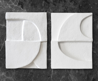 Santorini Collection, diptych №2, white 雕塑 标题为“Santorini Collectio…” 由Julie Max, 原创艺术品, 石膏 安装在木质担架架上