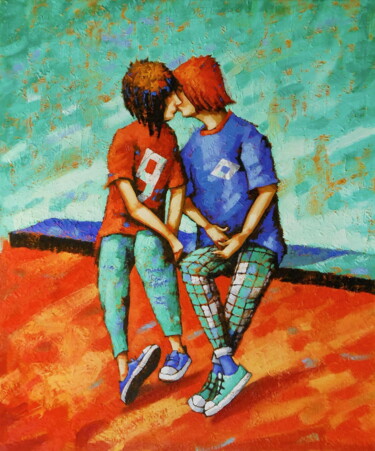 绘画 标题为“Minty kiss” 由Evgen Semenyuk, 原创艺术品, 油