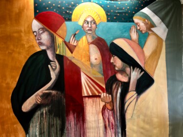 Pintura intitulada "Naissance d’une muse" por Evangeli Papavassiliou, Obras de arte originais, Acrílico
