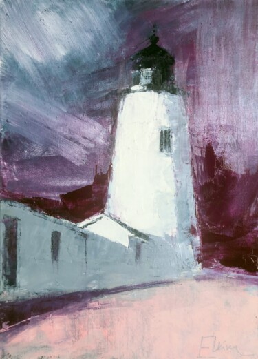 Schilderij getiteld "Pemaquid Point Ligh…" door Julia Elkina, Origineel Kunstwerk, Olie