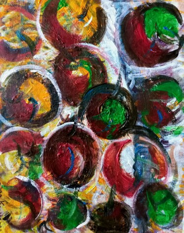 Peinture intitulée "" pommes "" par Sam Keusseyan, Œuvre d'art originale, Acrylique