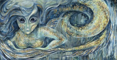 Nina, fairy tale painting, symbol painting, mermaid painting 绘画 标题为“Nina, fairy tale pa…” 由Yulia Belasla, 原创艺术品, 油