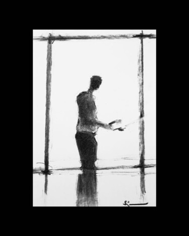 图画 标题为“Silhouette #4, Conf…” 由Dominique Dève, 原创艺术品, 木炭