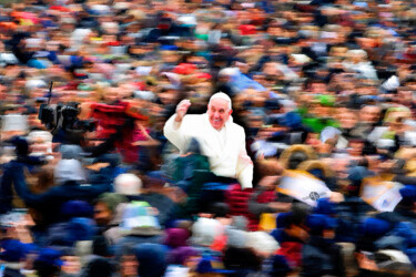绘画 标题为“Pope Francis In Cro…” 由Tony Rubino, 原创艺术品, 丙烯 安装在木质担架架上