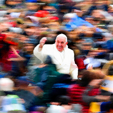 绘画 标题为“Pope Francis In Cro…” 由Tony Rubino, 原创艺术品, 丙烯 安装在木质担架架上
