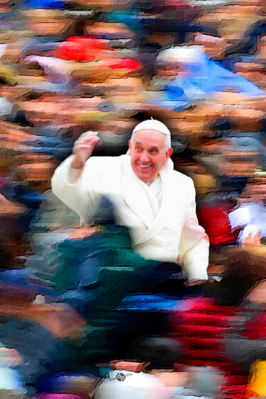 绘画 标题为“Pope Francis In Cro…” 由Tony Rubino, 原创艺术品, 丙烯 安装在木质担架架上
