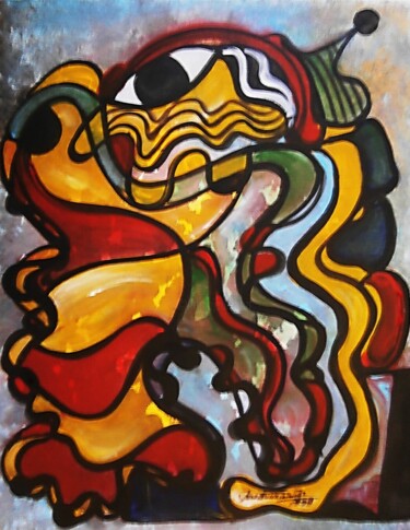 Painting titled "Abstrato003" by Antonio Guimaraes, Original Artwork, Acrylic