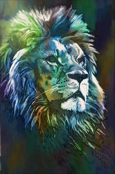 数字艺术 标题为“Lion co” 由Yann Comtat, 原创艺术品, 数字油画