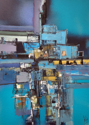 绘画 标题为“Le port-refuge” 由Muriel Cayet, 原创艺术品, 水粉 安装在纸板上