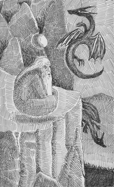 图画 标题为“Anacoreta” 由Miguel Rojas, 原创艺术品, 墨