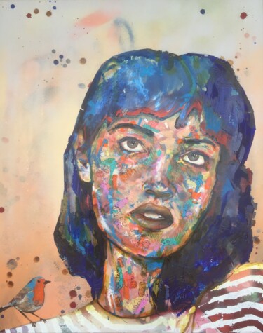 Peinture intitulée "Rouge gorge" par Pascal Fairier, Œuvre d'art originale, Crayon