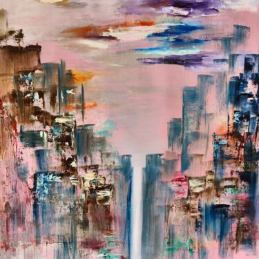 Painting titled "City Fantasy" by Atignas Art, Original Artwork, Oil