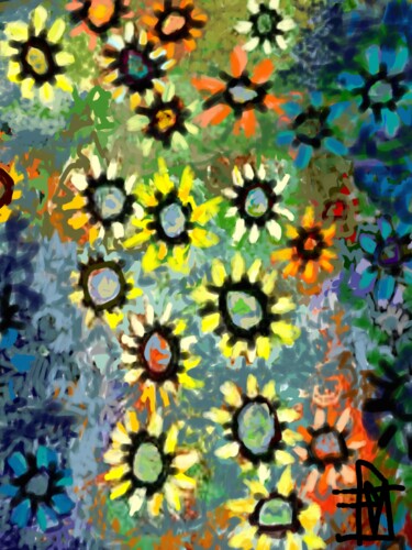 数字艺术 标题为“galaxie florale” 由Franck Vidal, 原创艺术品, 数字油画