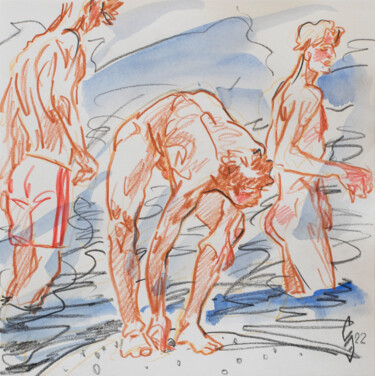Collecting pebbles Drawing titled "Collecting pebbles" by Sergey Sovkov, Original Artwork, Watercolor