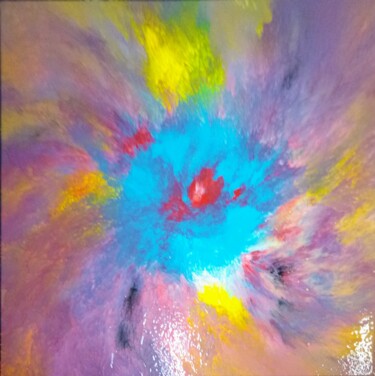 Peinture intitulée "Couronne Indigo" par Robin Dubois (le CHAT), Œuvre d'art originale, Acrylique Monté sur Châssis en bois
