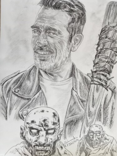 Illustration de Negan personnage de la série the walking dea 图画 标题为“Illustration de Neg…” 由Gilles Staub (LeCrayonAgile), 原创艺术品, 铅笔
