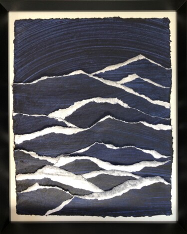 Collages titled "Desert Signe XXXXI…" by Sylvie Guyomard, Original Artwork, Paper Mounted on Wood Panel
