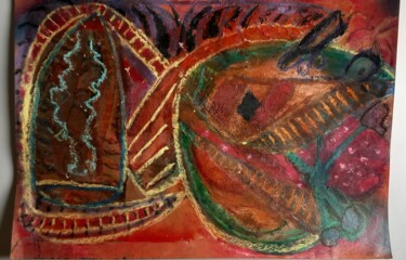 Pintura titulada "OGRE DE MON ENFANCE" por Marie Christine Bessette, Obra de arte original, Pastel