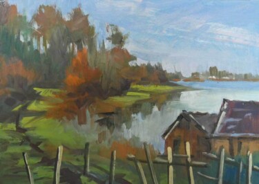 Painting titled "Paysage 28 (huile s…" by Christian Arnould, Original Artwork, Oil