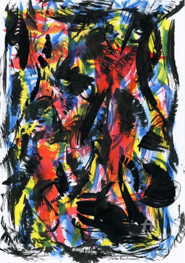 Der Rote Chinese im Zauberwald- Chinoise rouge dans la forêt Painting titled "Der Rote Chinese im…" by Otto Frühwach, Original Artwork, Ink