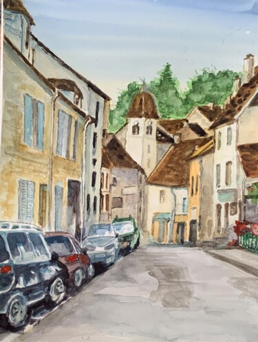 Painting titled "Sellieres rue de l’…" by Michel Kulisa, Original Artwork, Watercolor