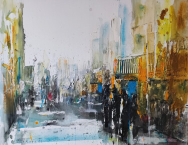 「Long street」というタイトルの絵画 Jan Feketeによって, オリジナルのアートワーク, アクリル