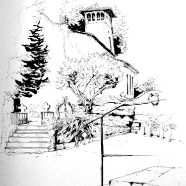 Drawing titled "Arcangues" by Veronique Gaudin, Original Artwork, Ink