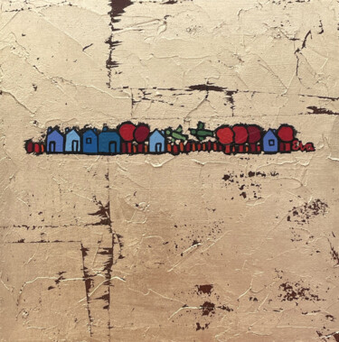 Malerei mit dem Titel "Village or 1" von Eva Rouwens, Original-Kunstwerk, Acryl