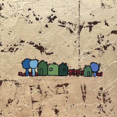 Malerei mit dem Titel "Village or 2" von Eva Rouwens, Original-Kunstwerk, Acryl
