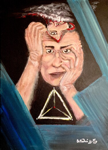 Schilderij getiteld "Introspection ou la…" door Franck Maury (Bellovaci), Origineel Kunstwerk, Acryl Gemonteerd op Frame voo…
