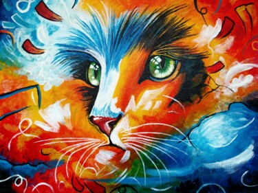 绘画 标题为“Rainbow Cat.” 由Svetlana Samsonova, 原创艺术品, 丙烯