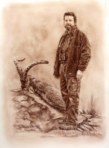 Dessin intitulée "cazador" par Eduardo Carpintero García, Œuvre d'art originale, Conté