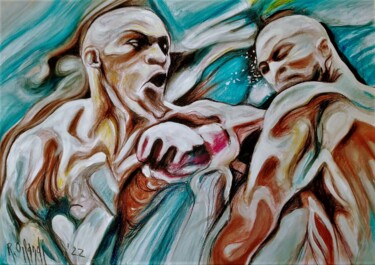 Drawing titled "pugili 1" by Roberto Orlandi, Original Artwork, Acrylic