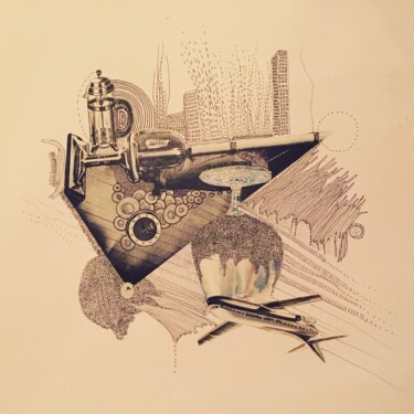 Dessin intitulée "space" par Caroline Thunus, Œuvre d'art originale, Encre Monté sur Verre